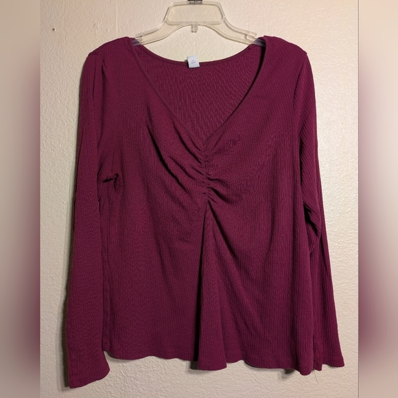 Old Navy Purple Ruched Long Sleeve Blouse Dize 2x Pre-owned - Picture 2 of 5